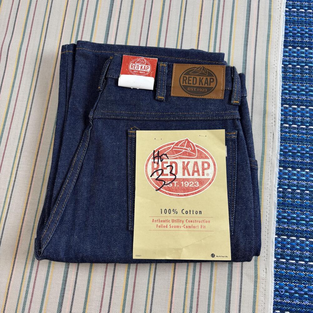 Red Kap Jeans Mens 32x34 Dark Blue Denim Workwear Straight Leg PD52DN2 New